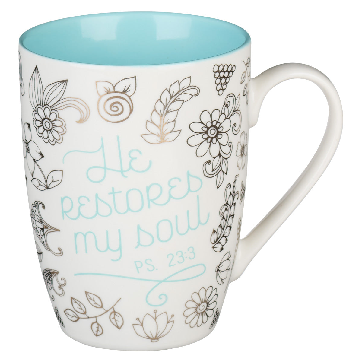 He Restores My Soul Foiled Accents Ceramic Mug - Ps. 23:3