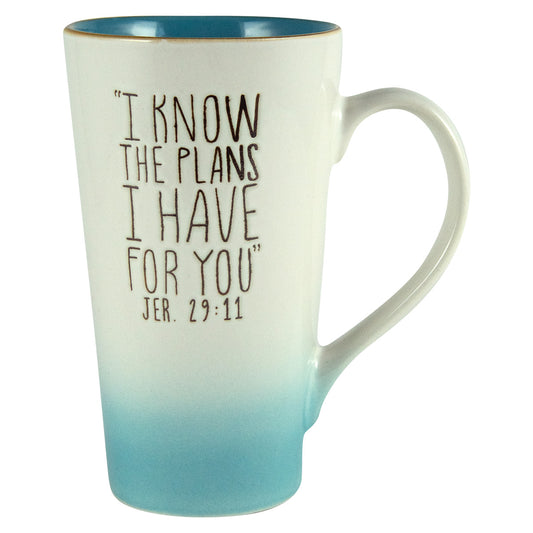 I Know The Plans I Have For You Teal & White Ombre Ceramic Mug - Jer 29:11