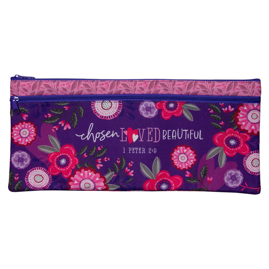 Chosen Loved Beautiful Canvas Pencil Case - 1 Peter 2:9